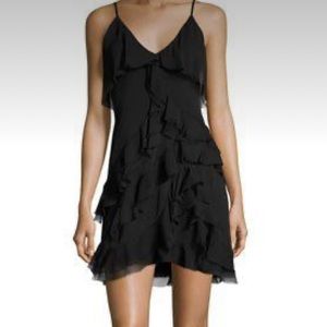 Alice + Olivia black ruffled mini dress